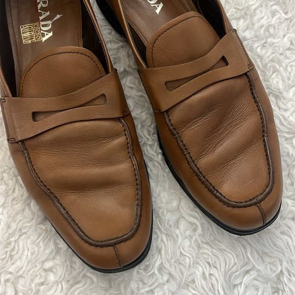 Prada Men's Brown Leather Loafers size 10.5 - Picture 3 of 12